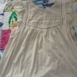 LOFT Ivory Eyelet Lace Blouse